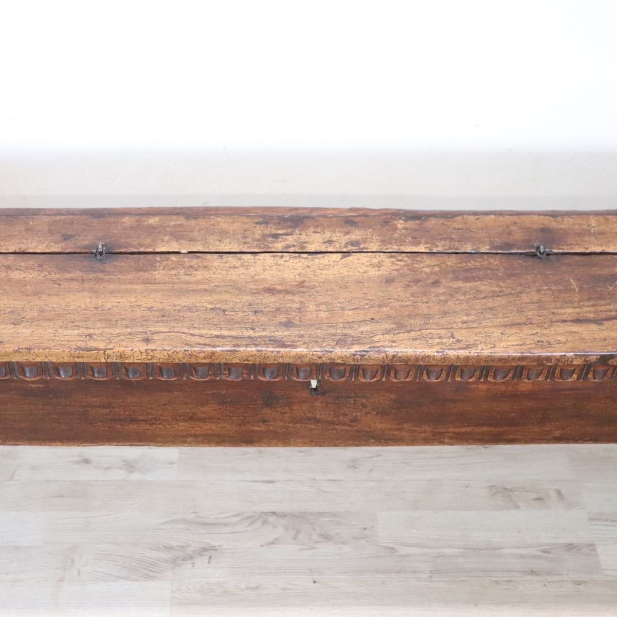 Antique Long Walnut Bench With Storage Compartment, Italy, Early 18th Century-photo-7