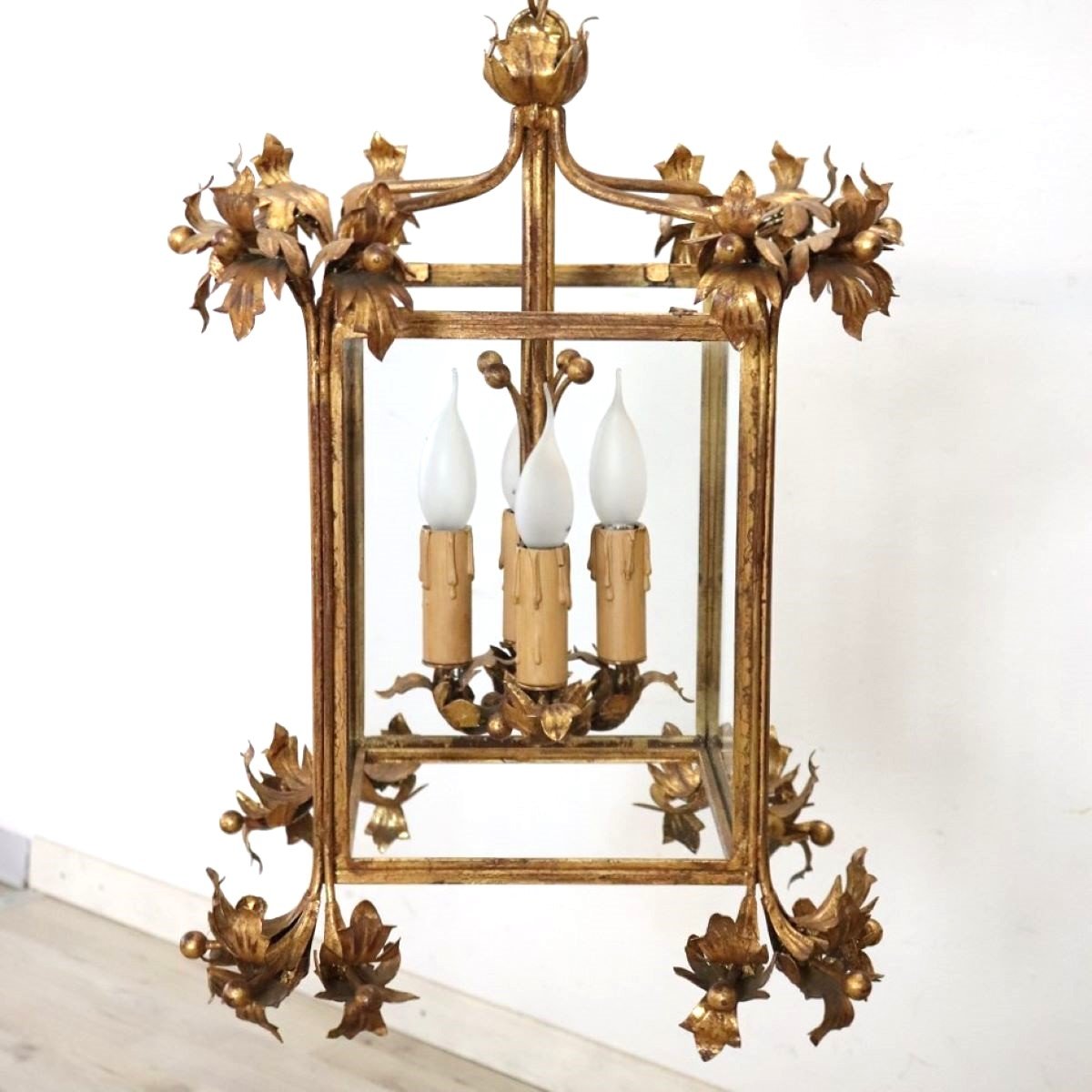 Gilded Metal Lantern, Italy, Early 20th Century-photo-3