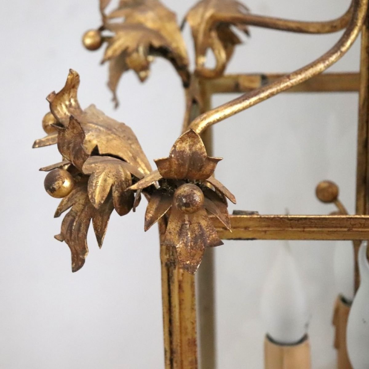 Gilded Metal Lantern, Italy, Early 20th Century-photo-1