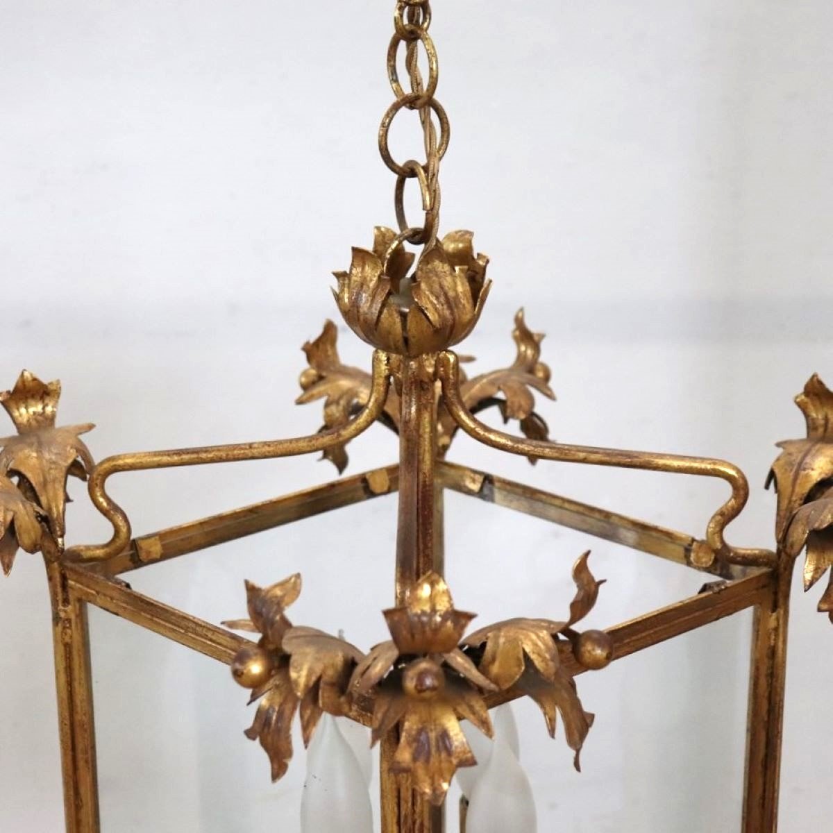 Gilded Metal Lantern, Italy, Early 20th Century-photo-4