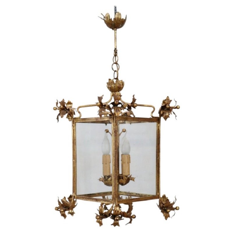 Gilded Metal Lantern, Italy, Early 20th Century