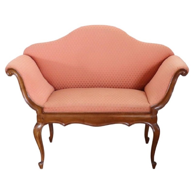 Small Walnut Sofa, Italy, Early 20th Century