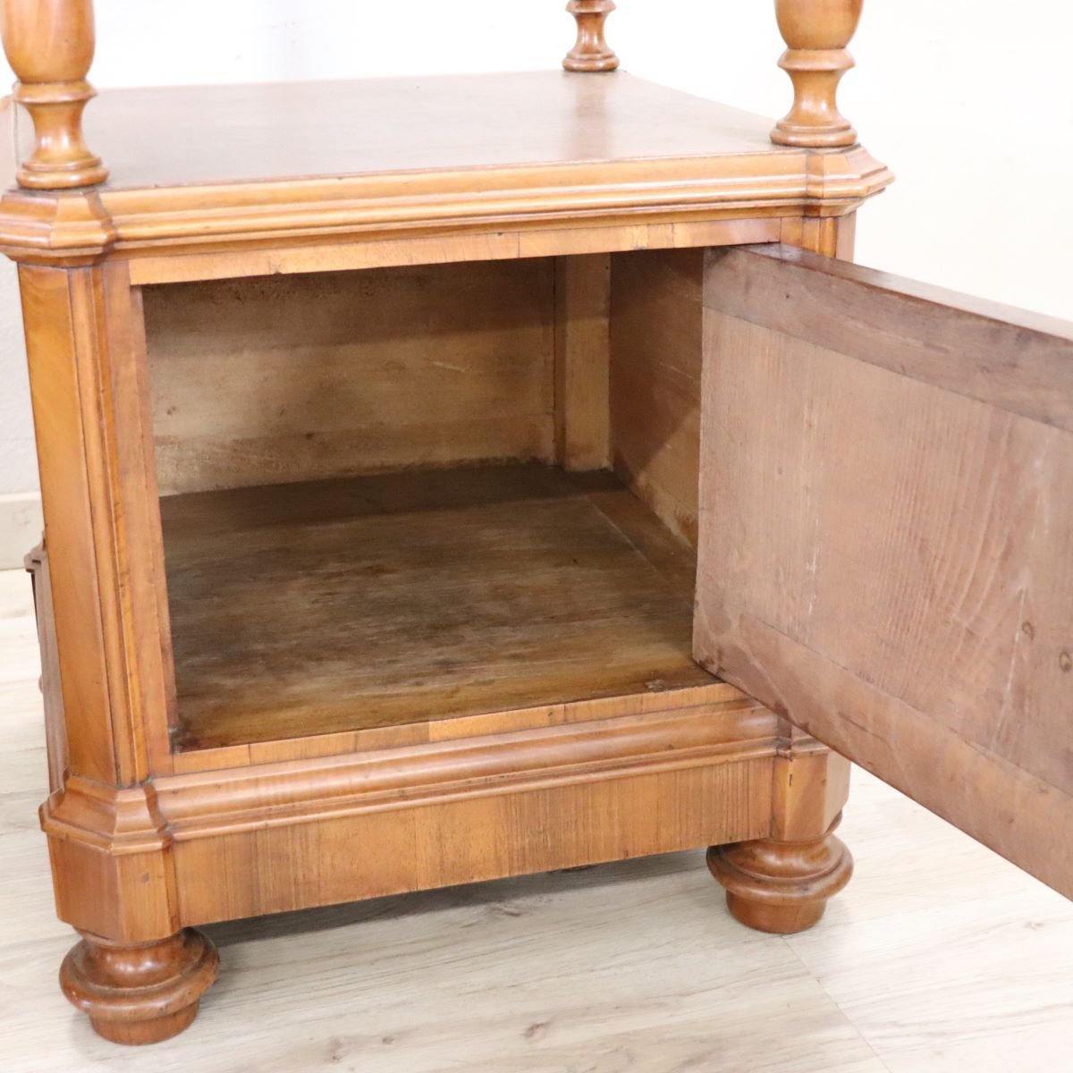 Pair Of Antique Walnut Nightstands, Italy, Late 19th Century-photo-7