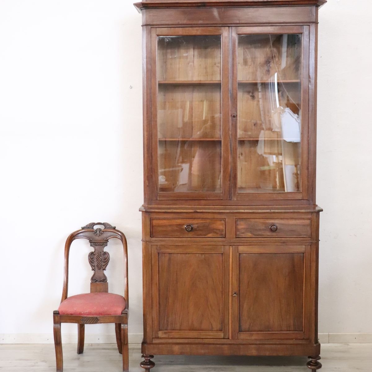 Sideboard With Glass Display Cabinet, Italy, Mid-19th Century-photo-1