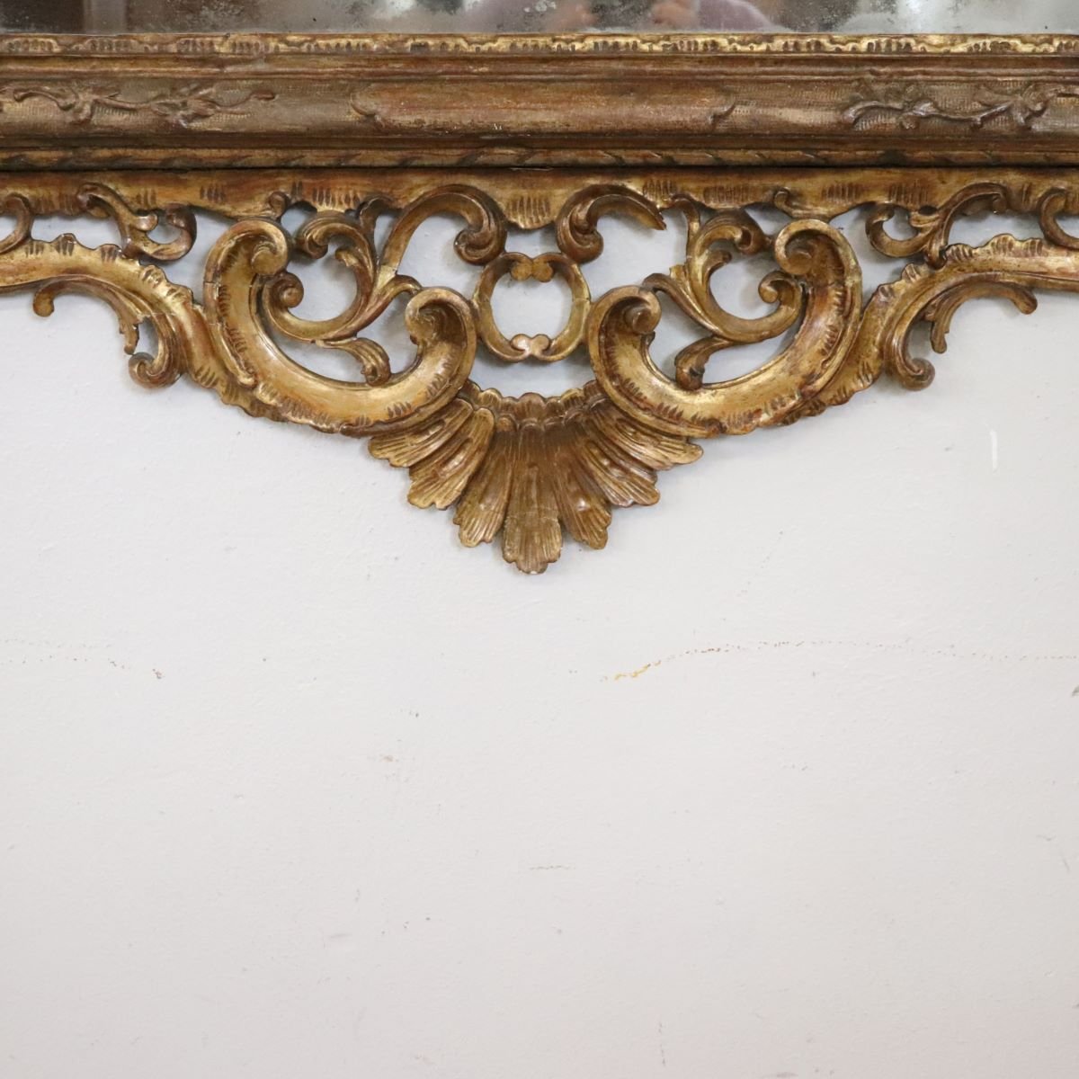 Miroir mural ancien en bois doré, Italie 19e siècle-photo-2