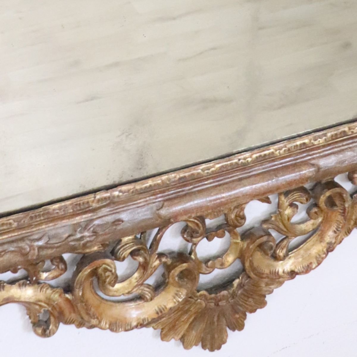 Miroir mural ancien en bois doré, Italie 19e siècle-photo-6