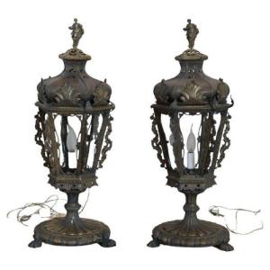 Table Lamps In Bronze, Set Of 2