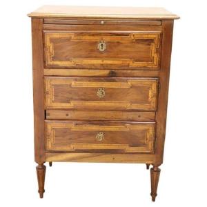 Small Inlay Walnut Chest Of Drawers, Early 19th Century
