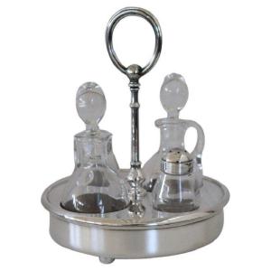 Set De Condiments Vintage En Plaqué Argent Par Fleuron Christofle