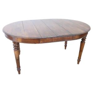 Antique Oval Walnut Dining Table, Mid 19th Century