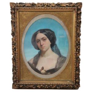 Portrait De Jeune Femme, 19ème Siècle, Pastel Sur Papier