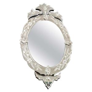 Vintage Murano Oval Wall Mirror, 1930s