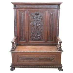 Late 19th Century Carved Walnut Bench