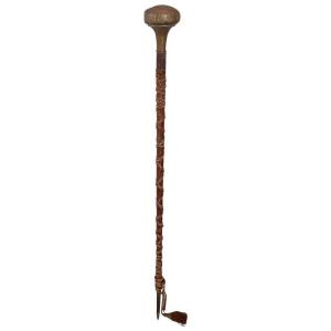 Ceremonial Stick Wooden Stick And Brass Handle With Coat Of Arms 18th Century