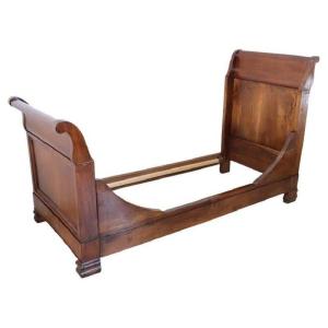 Antique Single Bed In Walnut, 19th Century