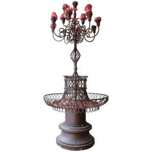 Large Art Nouveau Italian Forged Iron Candleholder