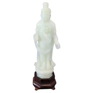 Buddha In Carved Jade, Mid-20th Century