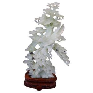 Arbre Avec Oiseaux En Jade Sculpté