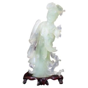 Mid-20th Century Geisha In Carved Jade