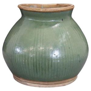 Ming Dynasty Chinese Stoneware Jar Celadon With Fluted Detail