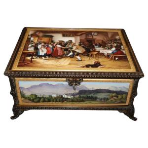 19th Century Bronze Mounted Hand Painted Porcelain Casket From Kpm