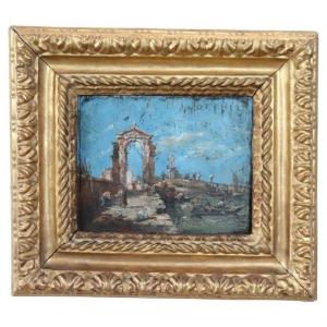 Venetian Landscape, 19th Century, Oil On Board