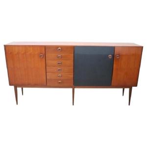 Long Sideboard In Teak Veneer, 1960s