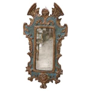 Carved Wood Wall Mirror, 1980s