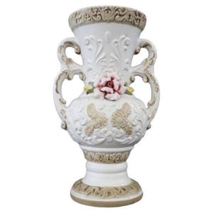 Hand-painted Porcelain Biscuit Vase By Capodimonte