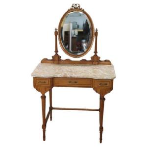 Cherry Dressing Table With Stool, Early 20th Century