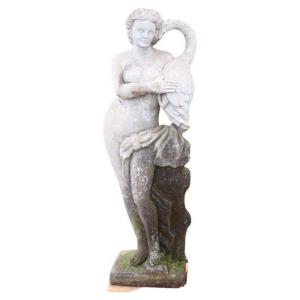 Early 20th Century Leda And The Swan, Garden Statue Height 160 Cm