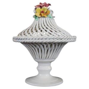 Candy Holder In Fine Hand-painted Italian Porcelain