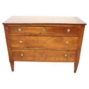 Commode ancienne en noyer massif, Italie 18e siècle