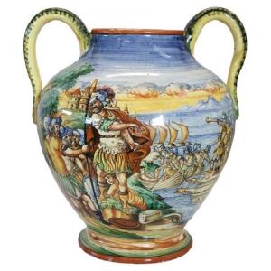 Vase en Céramique avec Décoration Classique, 1980s