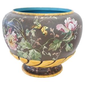 Ceramic Vase With Floral Decor, Italy, 1980s