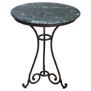 Table d'appoint vintage en fer et marbre, Italie 1980