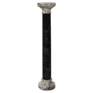 Colonne antique en marbre noir et blanc, Italie fin du 19ème siècle