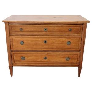 Inlay Walnut Antique Chest Of Drawers, Italy Late 18th Century