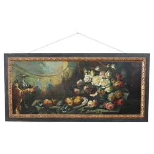 Nature morte, grande huile sur toile, Italie, XIXe siècle