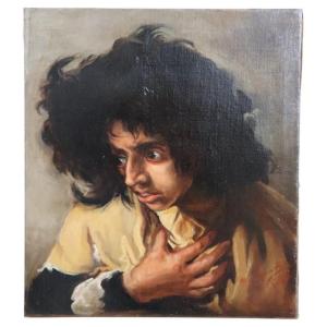 Oil Painting On Canvas, Portrait Of A Man, Signed M. Marinelli And Dated 1894