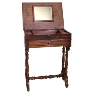 Antique Side Table Or Vanity Table In Walnut, Italy, 19th Century