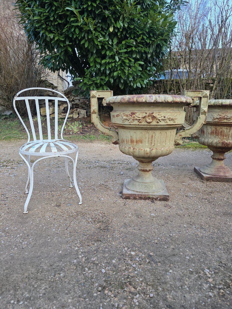 Set Of 4 Large Cast-iron Vases