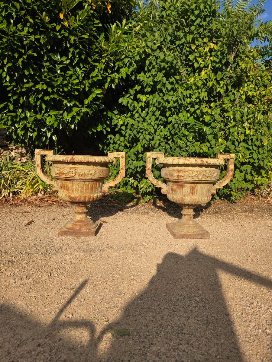 Paire de vases en fonte 