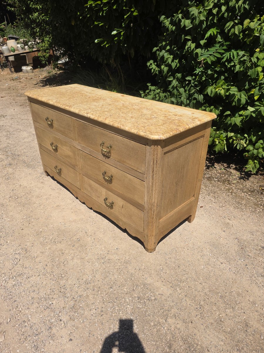 Commode pantalonnière en chêne blanchi -photo-2