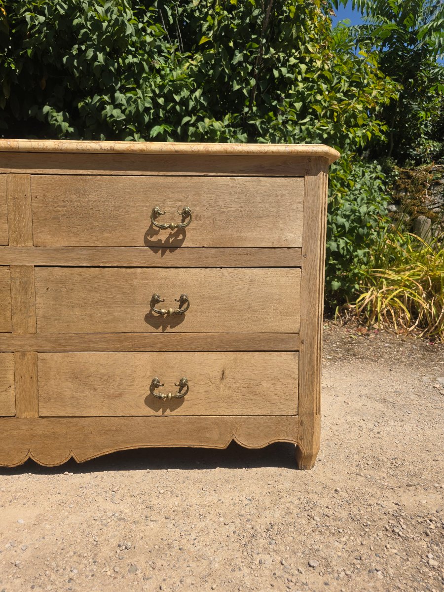Commode pantalonnière en chêne blanchi -photo-4