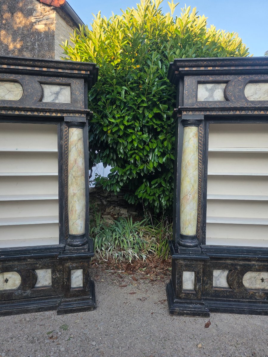 Impressive Pair Of 20th-century Italian Wooden Bookcases.-photo-3