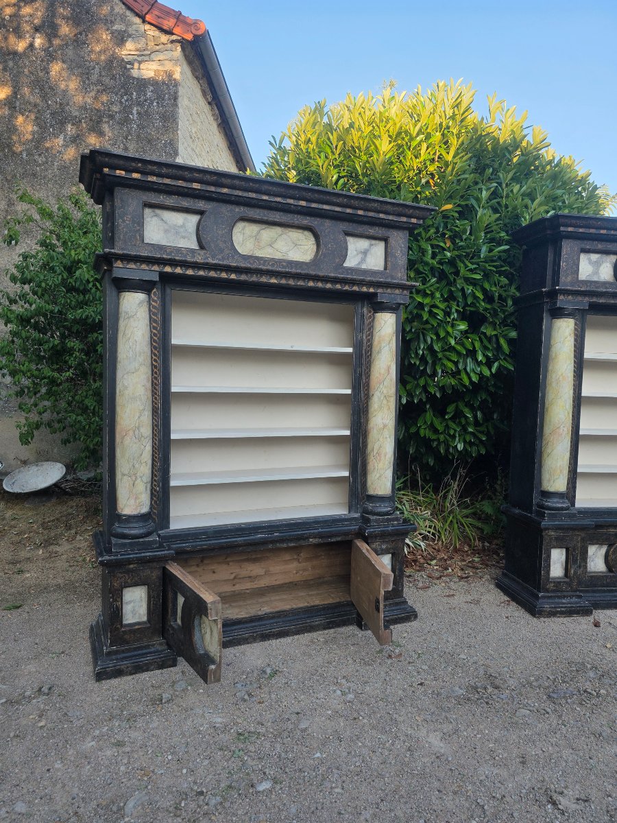 Impressive Pair Of 20th-century Italian Wooden Bookcases.-photo-4