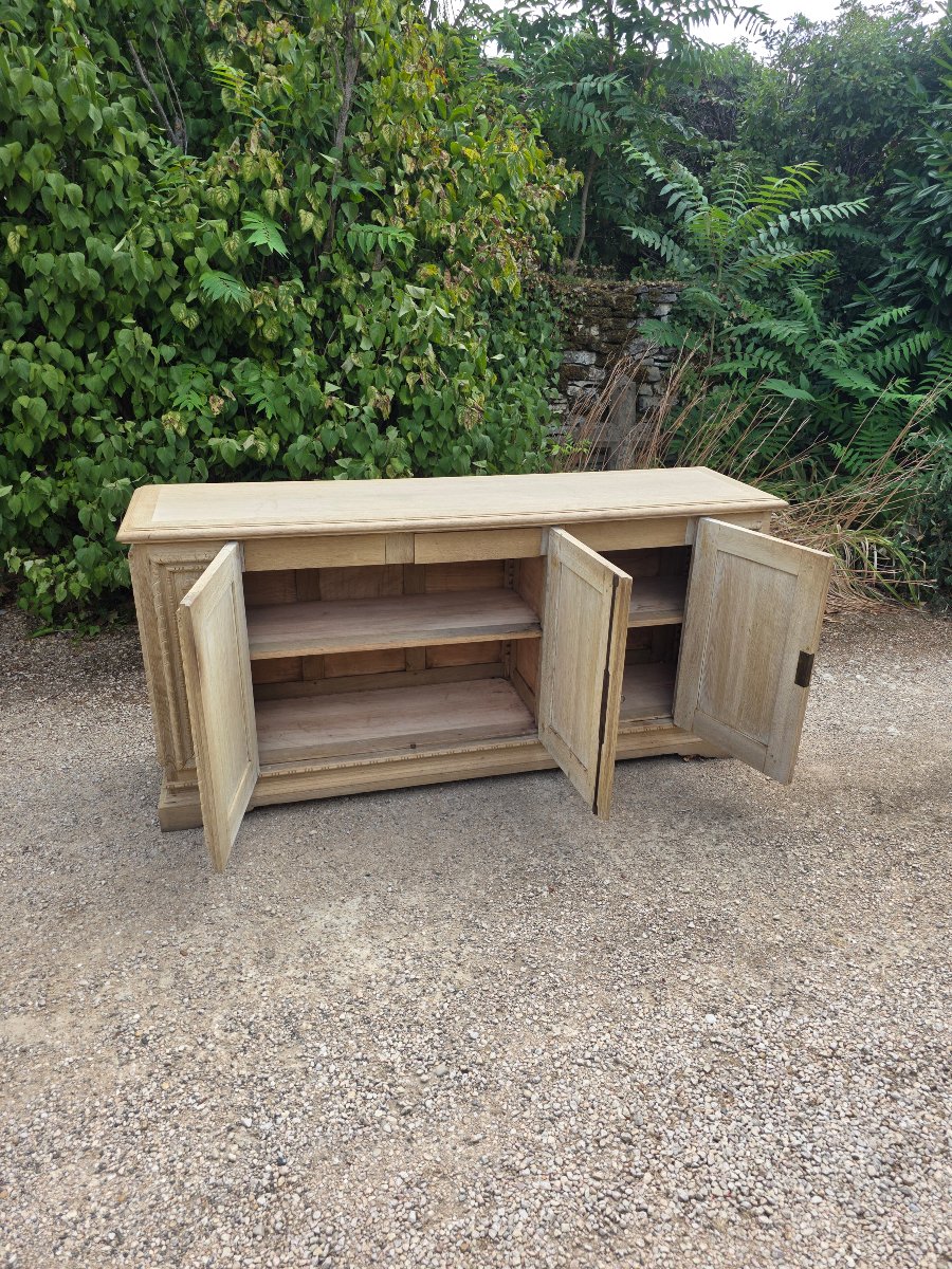 20th-century Sideboard In Bleached Oak, 3 Doors & 3 Drawers -photo-3