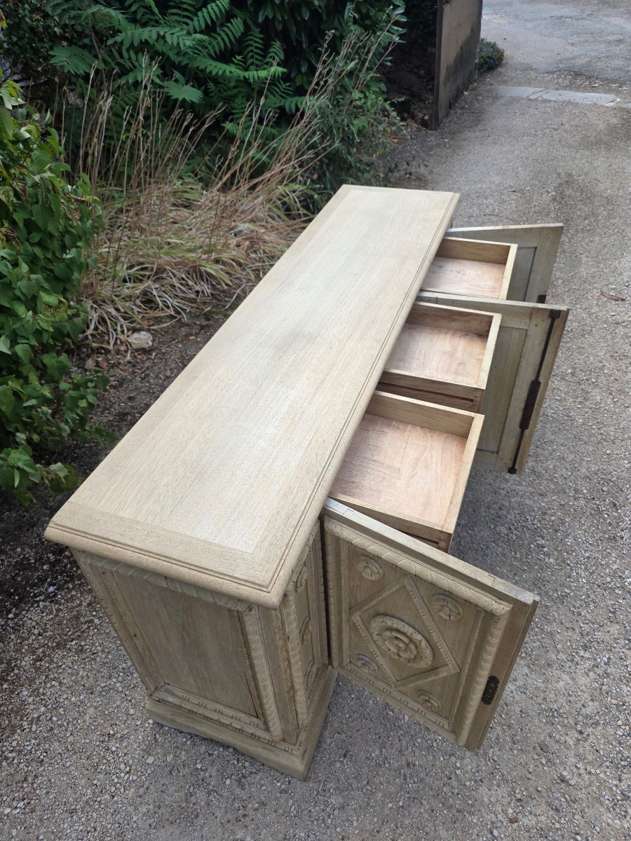 20th-century Sideboard In Bleached Oak, 3 Doors & 3 Drawers -photo-4