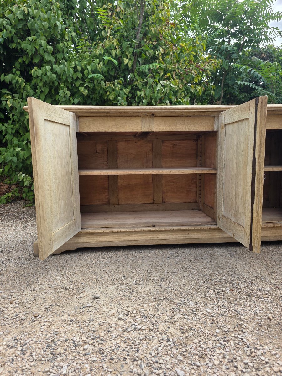 20th-century Sideboard In Bleached Oak, 3 Doors & 3 Drawers -photo-2